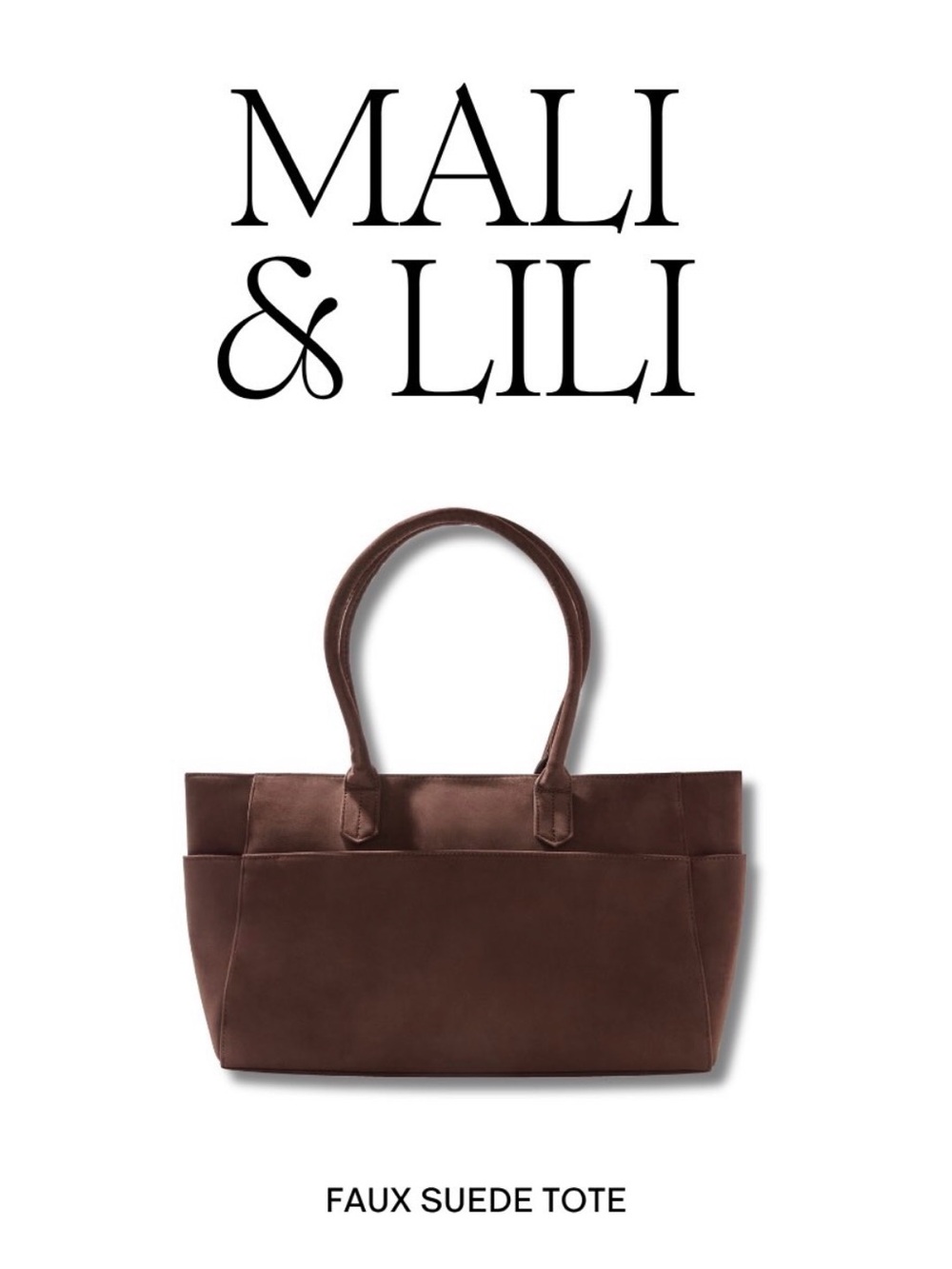 Faux Suede Tote Bag in Chocolate Brown